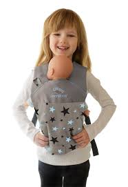 Manduca twist baby carrier from tragetuchstoff organic cotton grey/mint. Manduca Dollcarrier Cotton Starlets Blue