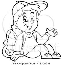 See more ideas about black cartoon, character art, black anime characters. Cartoon Black And White School Boy Sitting And Waving Posters Art Prints By Interior Wall Decor 1300988