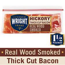 The uncompromising flavor of wright® brand applewood smoked bacon doesn't come easy. Walmart Grocery Wright Brand Thick Cut Hickory Smoked Bacon 1 5 Lb