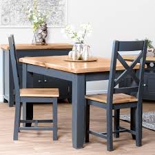 Hampshire Blue Painted Oak Small Extending Dining Table Extendable Dining Table Blue Dining Tables Dining Table