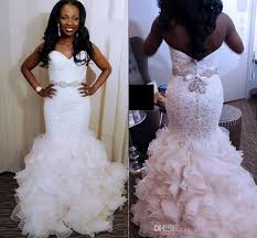 Sweetheart Mermaid Wedding Dress Ruffles Tiered Bride Dress Plus Size Wedding Gown African Black Girl Wedding Dress