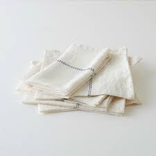 Retrouvez les dernières tendances, ? Serviette De Table En Lin Lave Blanc Lisere Noir