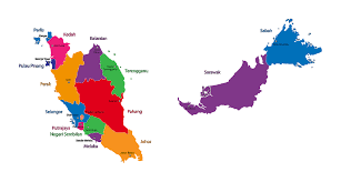 Regions and city list of malaysia with state and region boundaries; Large States Map Of Malaysia Malaysia Asia Mapsland Maps Of The World