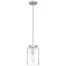 Hampton Bay Is Proud To Introduce A Brushed Nickel Finish Accented With Clear Glass Mini Pendant In 2020 Brushed Nickel Pendant Lights Glass Shades Glass Pendant Light