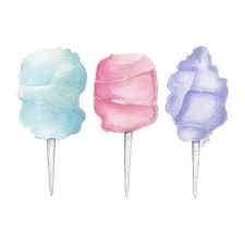 Three Cotton Candies Watercolor Painting Cotton Candy Art Pastel Food Illustration 11x14 Print Candy Art Candy Drawing Watercolor Food