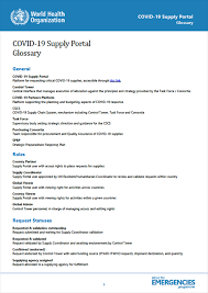 Maybe you would like to learn more about one of these? Covid 19 Supply Portal Glossary