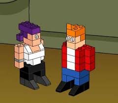 Fry and Leela from Futurama, based on the models Fry builds in the show. :  r/lego