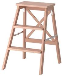 Premium wooden foldable step ladder: Solid Wood Folding 3 Steps Stepladder Easy Storage Colour Beech Amazon Co Uk