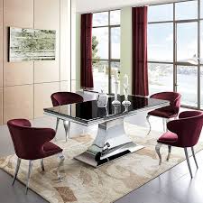 table a manger design acier chrome et noir trempe dazer 180 cm lestendances fr table a manger design table a manger chaise salle a manger