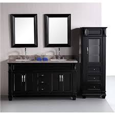 Storage space is essential for all kinds of vanities, and double sink vanities. Design Element Hudson 60 Inch Double Sink Bathroom Vanity Set With Linen Tower Accessory Cabinet Overstock 6633449