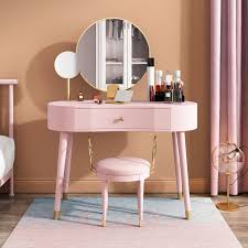 Elegant Makeup Vanity Table Set With Drawer Stool 2 Mirrors Included Blue White Pink Green In 2020 Vanity Table Set Vanity Table Makeup Table Vanity