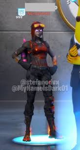 Here's a full list of all fortnite skins and other cosmetics including dances/emotes, pickaxes, gliders, wraps and more. Molten Renegade Raider In Game Look Via Stefanodvx And Mynameisdark01 Fortniteleaks