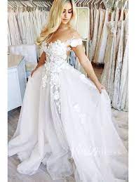 Cap Sleeve Floral Beach Wedding Dresses Online Vw1181 Off Shoulder Wedding Dress Lace Applique Wedding Dress Cheap Bridal Dresses