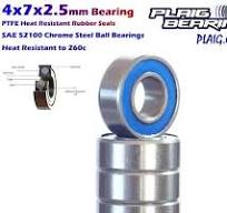 4x7x2.5mm Bearings MR74-2RS - Rubber Seals - Precision High Speed Bearing