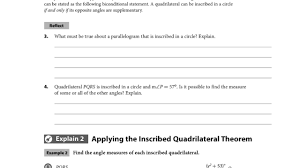 15.2 angles in inscribed polygons answer key : Hmh Video 15 2 Angles In Inscribed Quadrilaterals Youtube