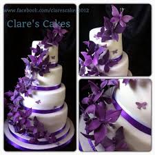 Round Wedding Cakes Butterfly Wedding Cake Purple Wedding Cakes Wedding Cake Purple Flowers