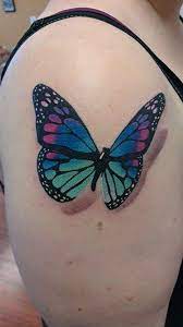 45 Incredible 3d Butterfly Tattoos Cuded 3d Schmetterling Tattoo Bunte Tattoos Bunte Tatowierungen