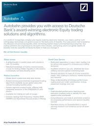 The deutsche handelsbank electronic banking is available in english and german. Autobahn Provides You With Access To Deutsche Bank S Award