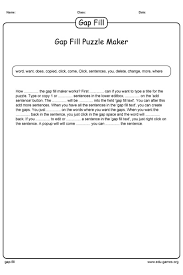 Check spelling or type a new query. Gap Fill Maker Free Printable Worksheets