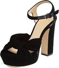 Pazzion Women Chunky Platform Open Toe High Heeled Sandals Soft Velvet Ankle Strap Buckle Bows Block Heel Pumps Cozy Wedding Prom Shoes Size 4-16 US - Product from Amazon.com