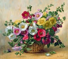 Want to discover art related to basket_of_flowers? Hollyhocks In A Basket Cross Stitch Pattern Pdf Format Etsy In 2021 Floral Painting Flower Painting Flower Art