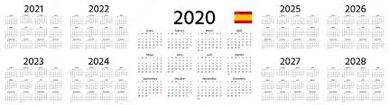 Works great as a desktop calendar that includes cw. Spanish Calendar 2020 2021 2022 2023 2024 2025 2026 2027 2028 Years Vector Week Starts Monday Spain Calender Template Yearly Organizer In Minimal Design Landscape Orientation Premium Vector In Adobe Illustrator Ai Ai Format