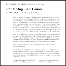 Zu unseren schwerpunkten gehören die diagnose und therapie von angeborenen und erworbenen herzfehlern durch herzultraschall, ekg, spiroergometrie und weiteren diagnostischen maßnahmen. Anzeige Von Prof Dr Ing Gerd Hauser Sz Gedenken De