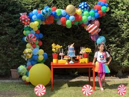 Candyland Birthday Party Cake Table Candyland Birthday Parties Garden Party Birthday Rainbow Birthday Party Decorations Kids Party Decorations