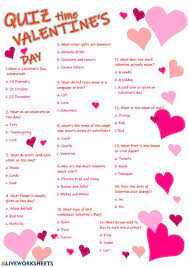 09/07/2021 · printable valentine's day trivia. Valentine S Day Quiz Interactive Worksheet Valentine Worksheets Valentines Day For Boyfriend Valentines