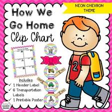 How We Go Home Clip Chart Neon Chevron Theme Classroom