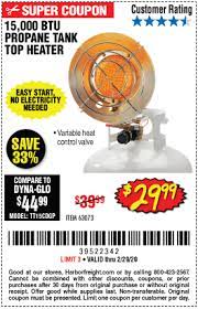Professionals and home owners can find the right tools at the right price, and an incredible selection of specialized gardening tools and equipment including sprayers, rakes. One Stop Gardens 15000 Btu Tank Top Propane Heater For 29 99 Harbor Freight Coupons
