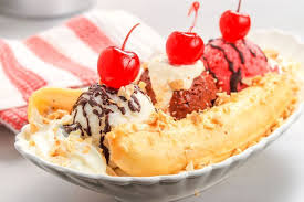 Place the banana into a long, narrow dish. Learn To Make The Perfect Banana Split Recipe Banana Split Dessert Banana Split Dessert Ice Cream Fruit Dessert Recipes