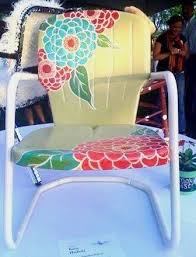 Great Makeover For These Retro Metal Chairs Painted Chairs Hand Painted Chairs Painted Furniture