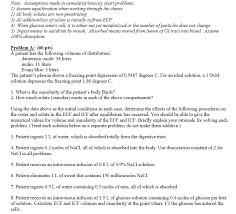 Solved Note Assumptions Made In Osmolarity Tonicity Char