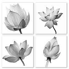 4.5 out of 5 stars. Buy Vvovv Wall Decor 4 Panels Flowers Artwork Black And White Elegant Floral Canvas Art Print Blooming Lotus Picture Framed Water Lily Wall Art Painting Home Decor For Bedroom Online In