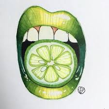 Lime Lips Drawing Made By Pien Art In 2021 Lips Drawing Drawings Art Illustration of yellow lemon fruit with green leaves isolated on white background. lime lips drawing made by