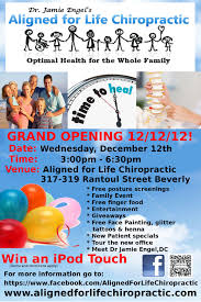 Dr Jamie Engel S Aligned For Life Chiropractic Grand Opening On 12 12 2012 Chiropractic Grand Opening Chiropractic Clinic