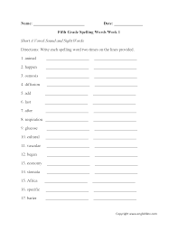 These first grade spelling lists include 174 fry words (the first 100 plus 74 others). Spelling Worksheets Fifth Grade Spelling Worksheets