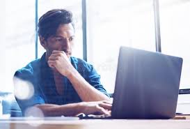 Young Elegant Banking Finance Analyst Working At Sunny Office On Laptop While Si Ad Sunny Working Laptop Office Analy Finance Business Man Banking