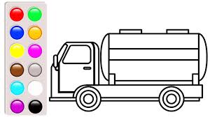 Learn Colors For Baby With Car And Truck Coloring Pages Oil Truck Color Truck Coloring Pages Learning To Draw For Kids Coloring Pages For Kids