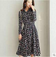 2019 Summer Women S Long Sleeve Turn Down Collar Knee Length Floral Print One Piece Dresses S 2xl Yes Spring Dresses Women One Piece Dress Maxi Dresses Casual