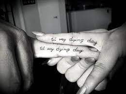 A Short And Sweet Quote On The Finger Is Also A Popular Move Cute Couple Tattoos Couple Tattoo Quotes Girlfriend Tattoos