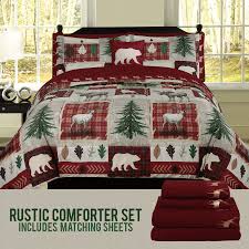 Shop quilts, duvet covers, sheets, and bedding printed with vibrant patterns, blooming florals, bold stripes, and medallion motifs. Bear Lodge Elk Rustic Twin Comforter 6 Piece Bedding And Deer Sheet Set Cabin Hunting Bed In A Bag Walmart Com Walmart Com