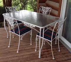 Salterini Mid Century Modern Wrought Iron Patio Table 4 Chairs Wrought Iron Patio Furniture Cast Iron Patio Furniture Patio Furniture For Sale