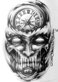 Black And Grey Skull Tattoo Designs Fckd Up Watch Skull Tattoo Design Trendy Tattoos Skull