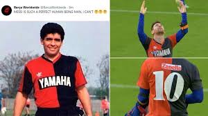 Lionel messi would like to play for newell's old boys in argentina before he retires, having only played for barcelona in his career so far. Lionel Messi Tribute To Diego Maradona Barcelona Star Celebrates In Iconic Newell S Old Boys Shirt Dedicates Goal To Argentina Legend Watch Video