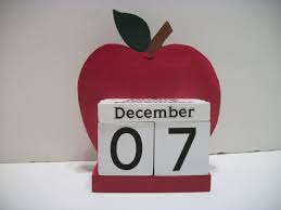 Apple Calendar Perpetual Wood Block Red Apple Decor Teacher Gift
