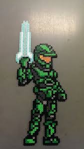 Hunter of the covenant and destroyer of the sacred rings. Master Chief W Energy Sword Perler Bead Sprite Perler Bead Patterns Bead Sprite Perler Bead Art