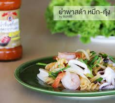 recipe ยำพาสต าหม ก ก ง food chicken meat