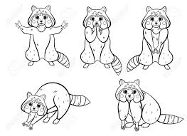 Raccoon coloring page preschool see more images here : Coloring Page Outline Of Cute Cartoon Raccoon Raccoon In Different Royalty Free Cliparts Vectors And Stock Illustration Image 143938023